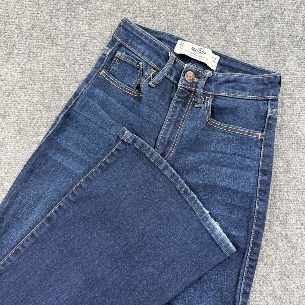 Hollister Curvy High-Rise Vintage Flare Jeans 0S 24x30‎ Blue Stretch Women